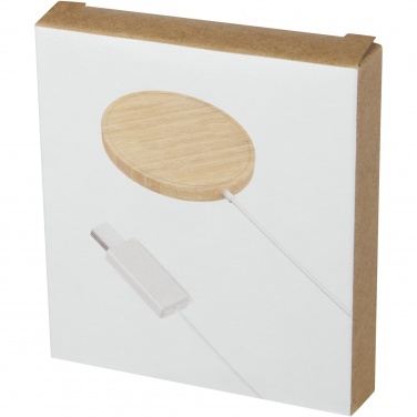 Logo trade business gifts image of: Atra 10W bamboo magnetic wireless charging pad